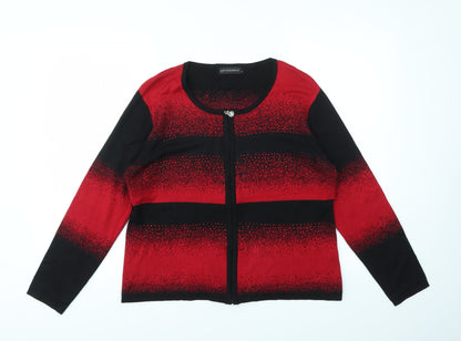 JUST ELEGANCE Womens Multicoloured Geometric  Full Zip Jumper Size XL