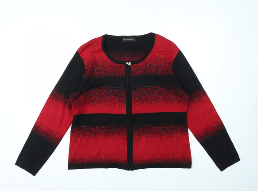 JUST ELEGANCE Womens Multicoloured Geometric  Full Zip Jumper Size XL