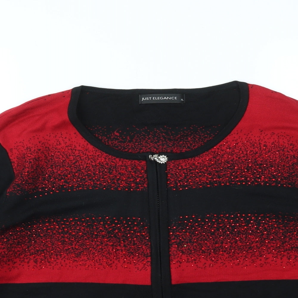 JUST ELEGANCE Womens Multicoloured Geometric  Full Zip Jumper Size XL