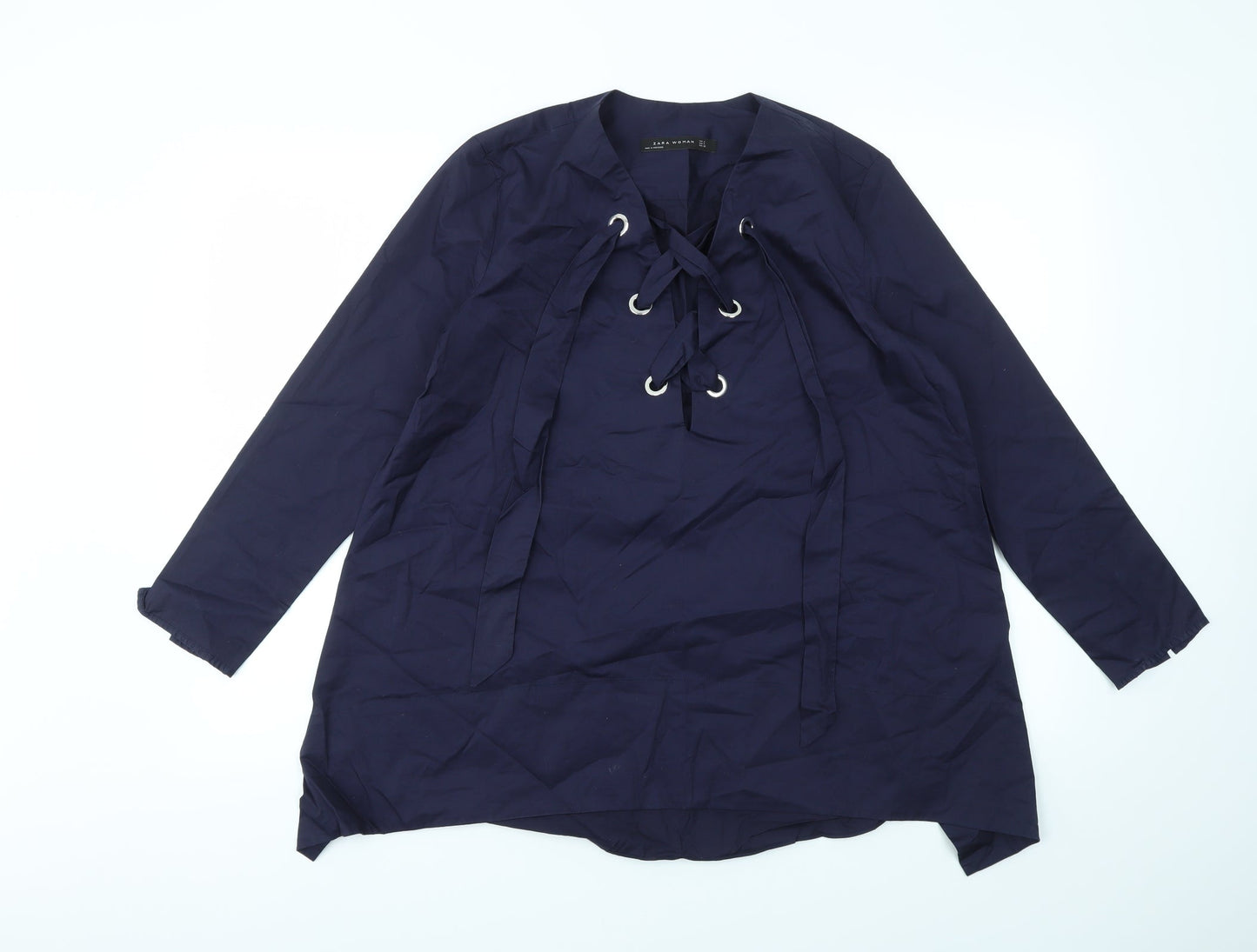 Womens UK Size S Zara Blue Basic Blouse