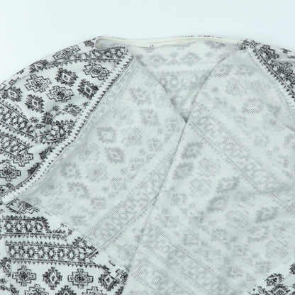 H&M Girls Grey Geometric  Cardigan Jumper Size 9-10 Years