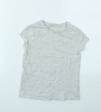George Girls Grey   Basic T-Shirt Size 6-7 Years