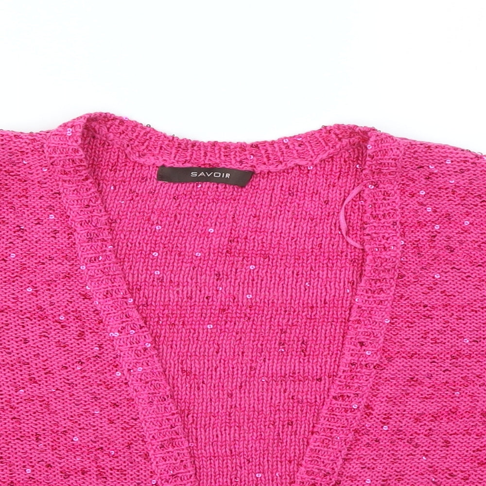 Womens UK Size 12 Savoir Pink Cardigan Jumper