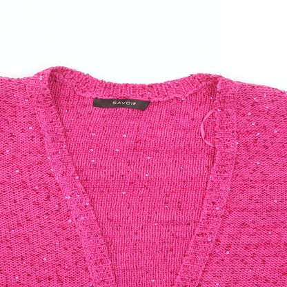 Womens UK Size 12 Savoir Pink Cardigan Jumper