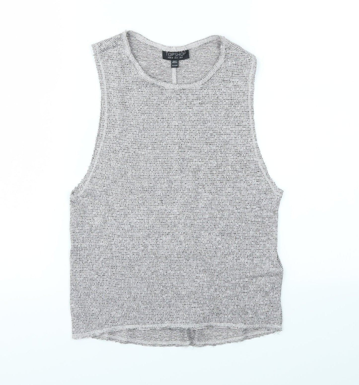 Womens UK Size 6 Topshop Grey Basic T-Shirt