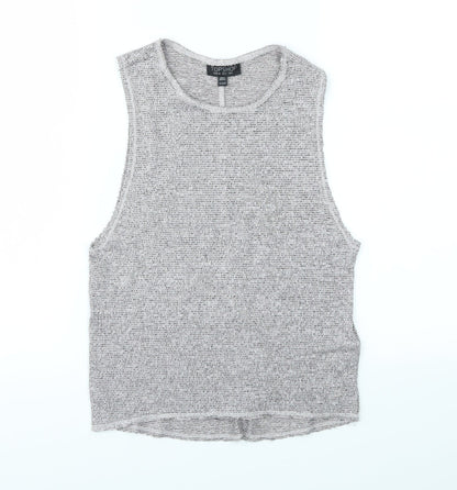 Womens UK Size 6 Topshop Grey Basic T-Shirt