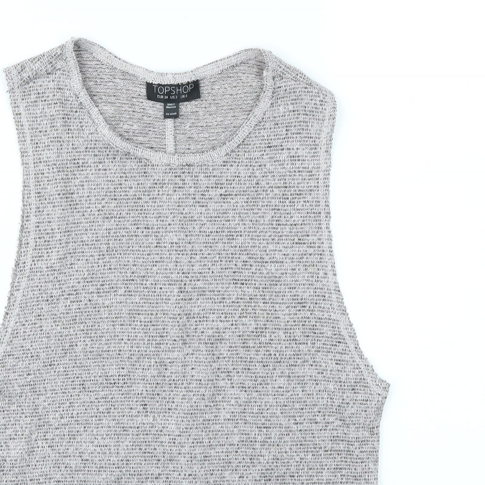 Womens UK Size 6 Topshop Grey Basic T-Shirt