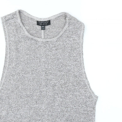 Womens UK Size 6 Topshop Grey Basic T-Shirt