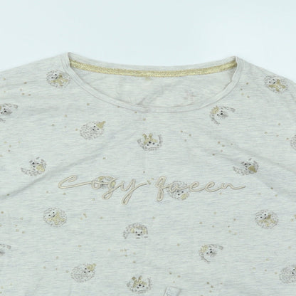 George Womens Ivory Animal Print  Top Pyjama Top Size 8
