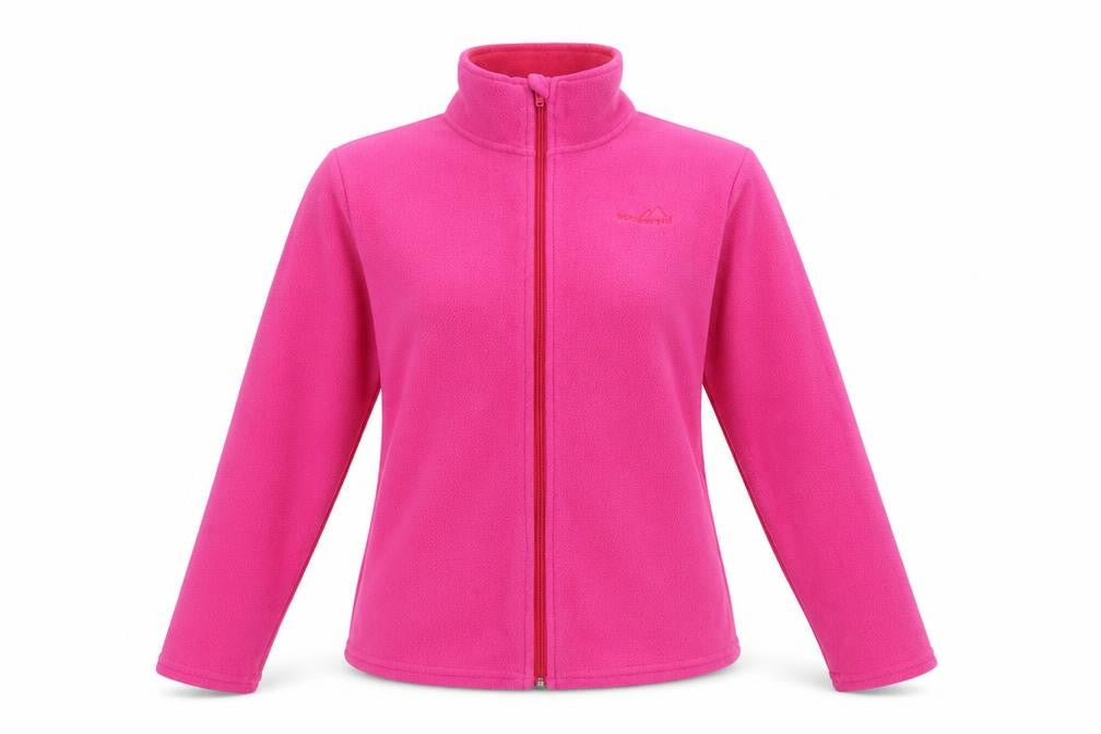 Front view of Freedom Trail women’s pink fleece full zip jumper, size UK 6