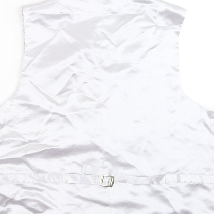 1860 Menswear Mens Silver Geometric  Jacket Suit Waistcoat Size L