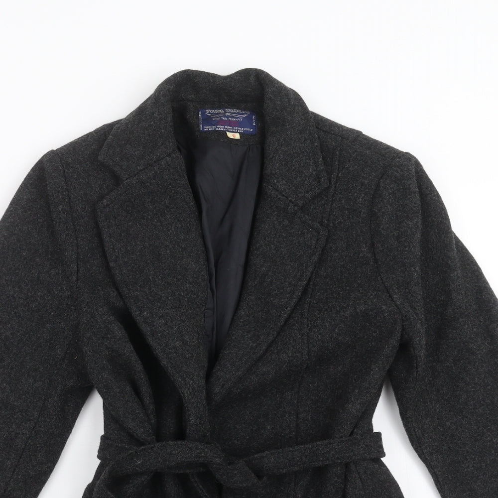Close-up detail of tough duds women’s grey jacket, size UK 6
