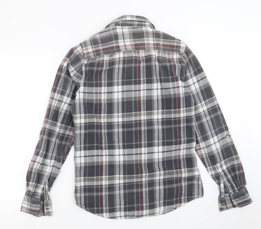 Topman Mens Grey Plaid   Button-Up Size S