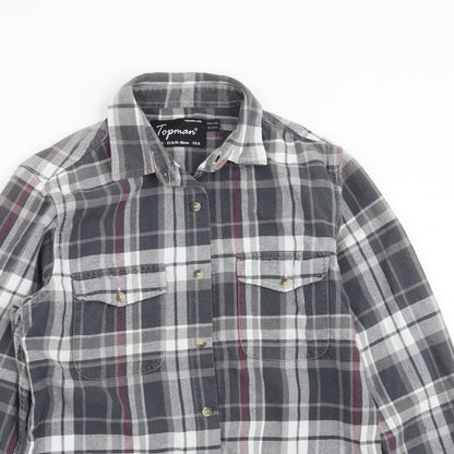 Mens UK Size S Topman Grey  Button-Up Long Sleeve Casual Shirt