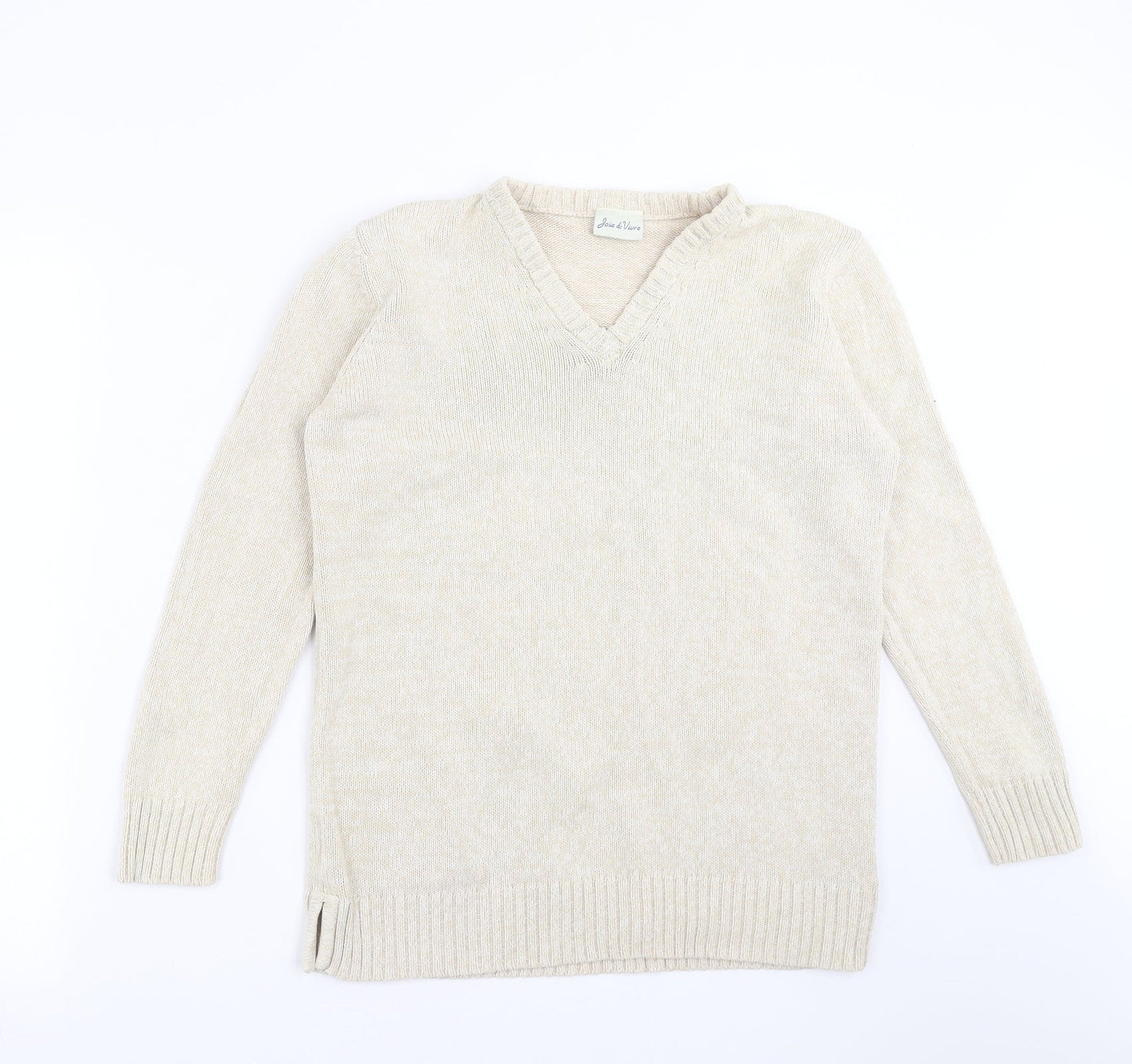 Womens UK Size S Joie De Vivre Beige Pullover Jumper