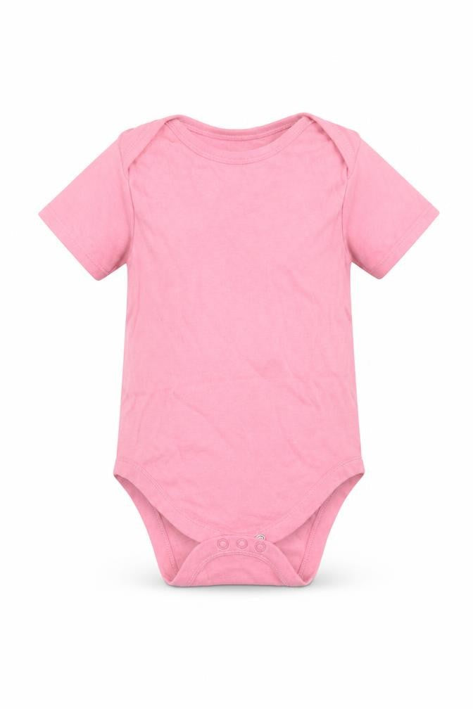 Front view of Primark girls’ pink babygrow one-piece, size 18-24, months