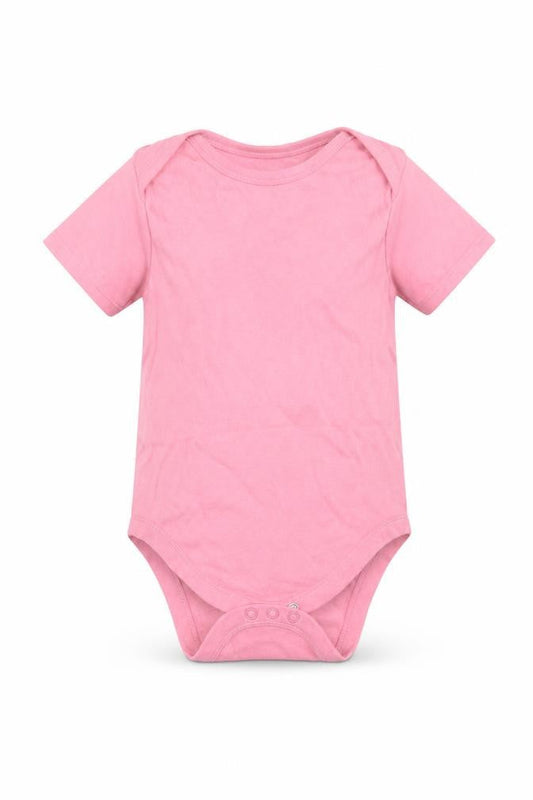 Front view of Primark girls’ pink babygrow one-piece, size 18-24, months