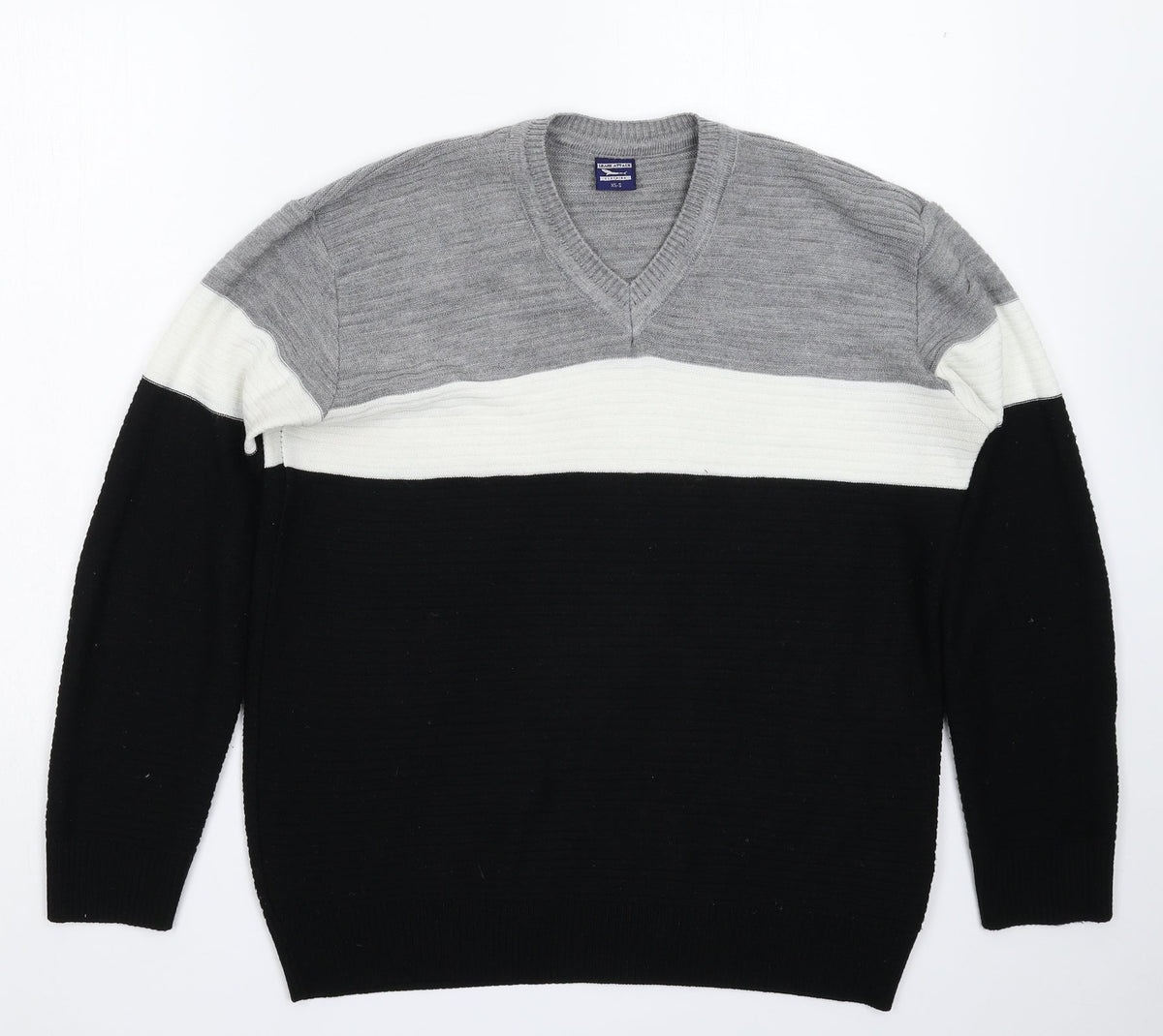 Additional front view of Shark Attack men’s multicoloured knit jumper, size S