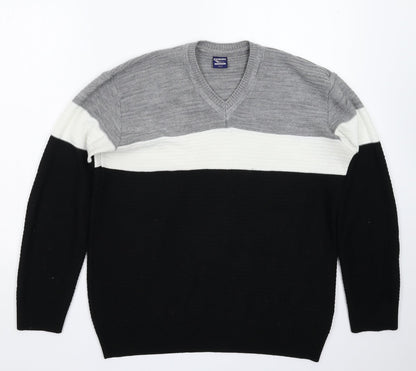 Additional front view of Shark Attack men’s multicoloured knit jumper, size S