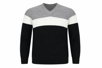 Front view of Shark Attack men’s multicoloured knit jumper, size S