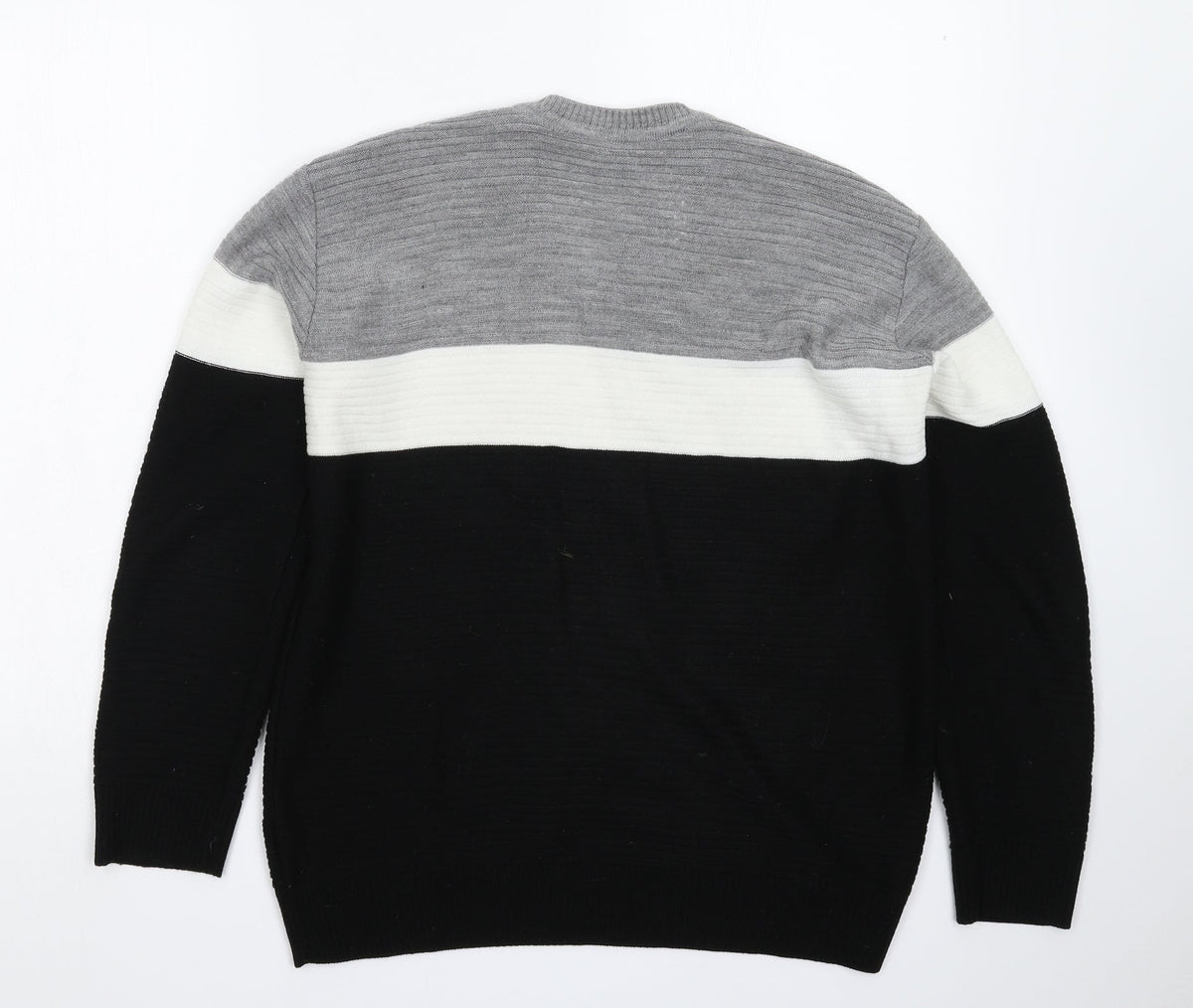 Back view of Shark Attack men’s multicoloured knit jumper, size S