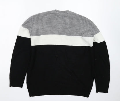 Back view of Shark Attack men’s multicoloured knit jumper, size S
