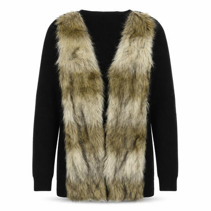 Front view of Divided women’s black knit cardigan jumper, size UK 12