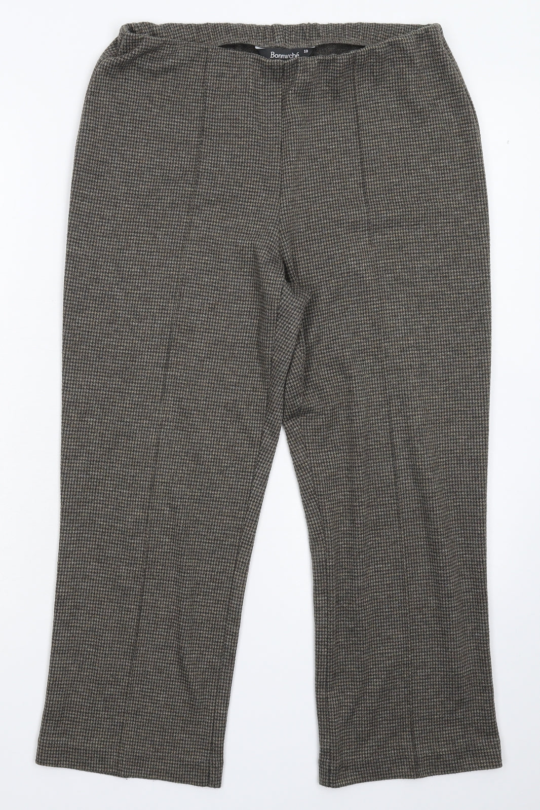 Bonmarché Womens Grey Check  Cropped Trousers Size 10 L22 in