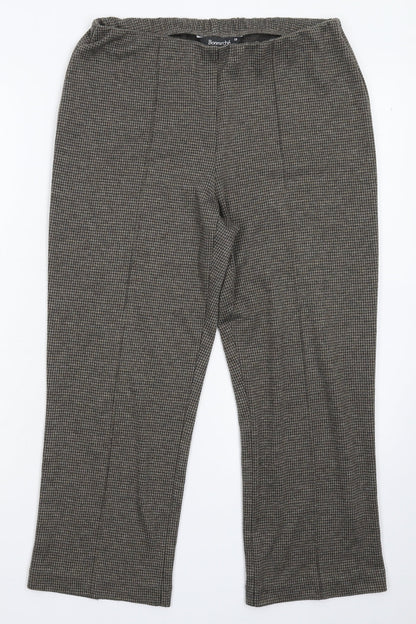 Bonmarché Womens Grey Check  Cropped Trousers Size 10 L22 in
