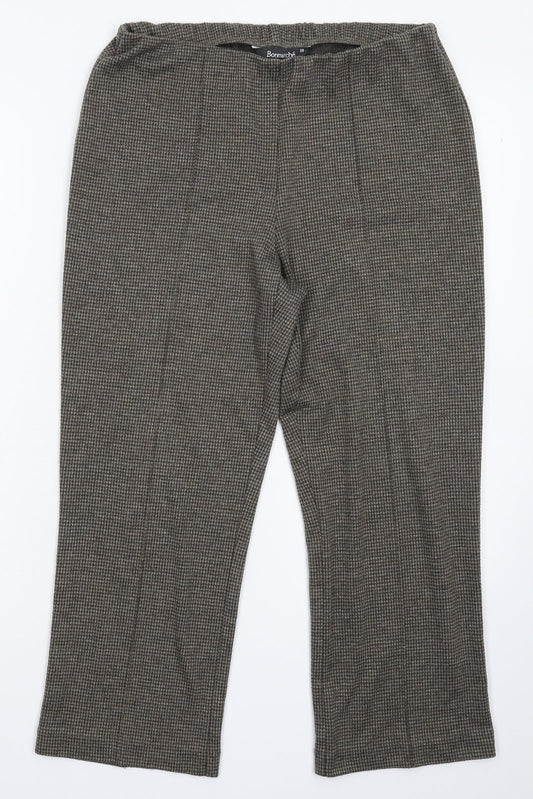 Bonmarché Womens Grey Check  Cropped Trousers Size 10 L22 in