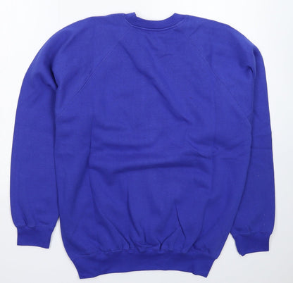 Back view of Kustom Kit men’s blue pullover sweatshirt, size S