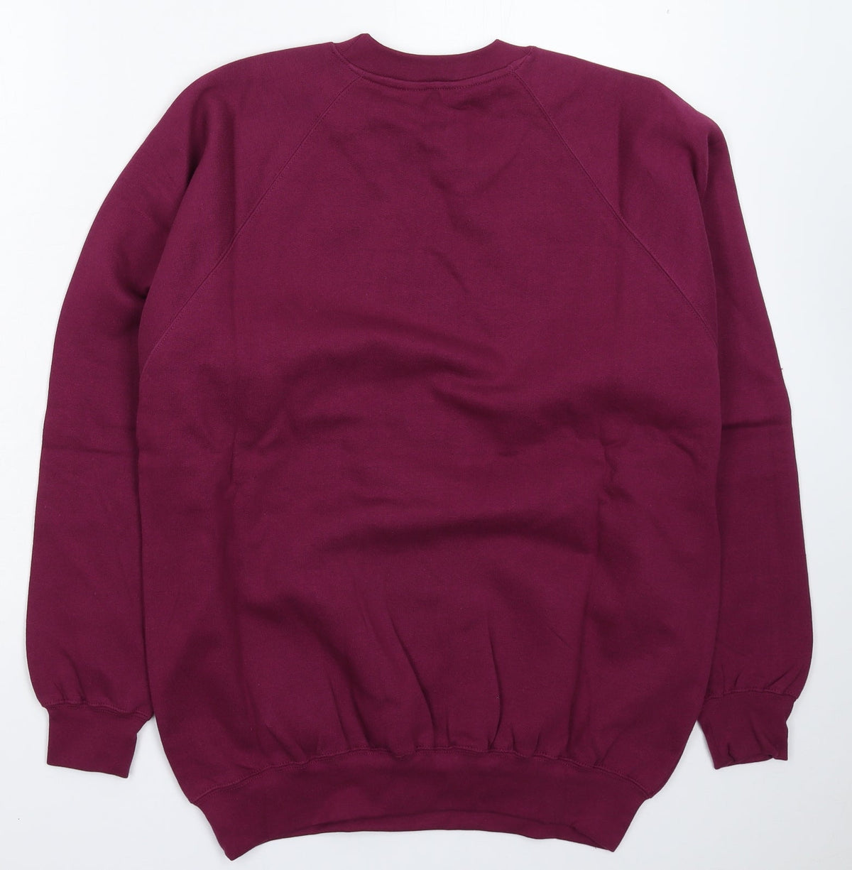 Back view of Kustom Kit men’s purple pullover sweatshirt, size S