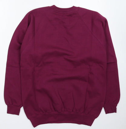 Back view of Kustom Kit men’s purple pullover sweatshirt, size S