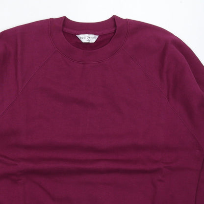 Close-up detail of Kustom Kit men’s purple pullover sweatshirt, size S