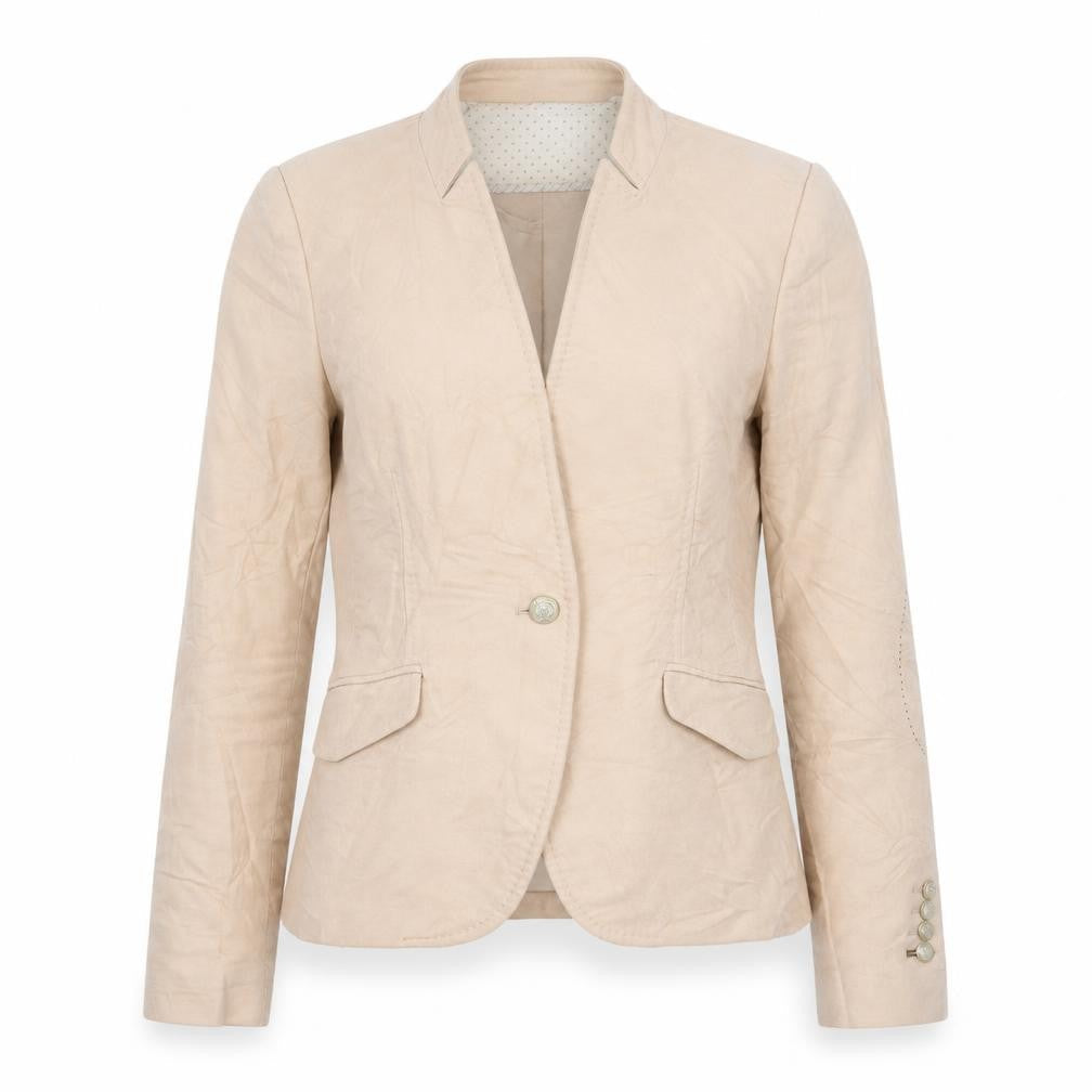 Front view of Zara women’s beige jacket blazer, size XS