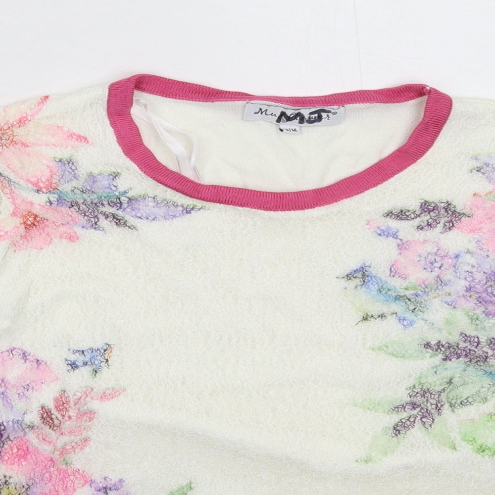 Womens UK Size M Mudflower White Pullover Jumper