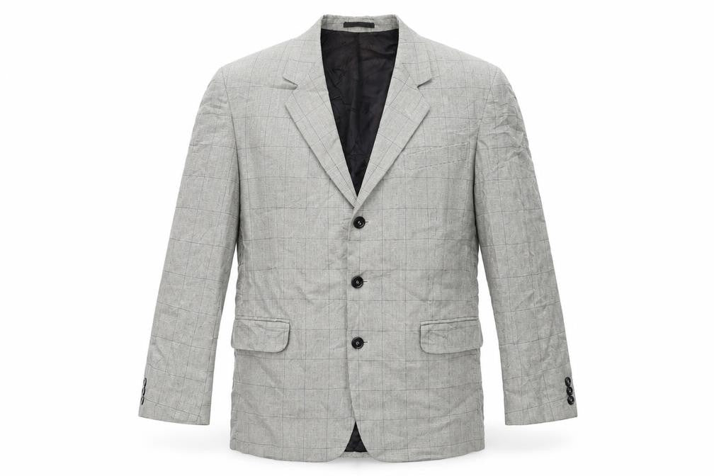 Barisal Mens Grey Check  Jacket Suit Jacket Size 40