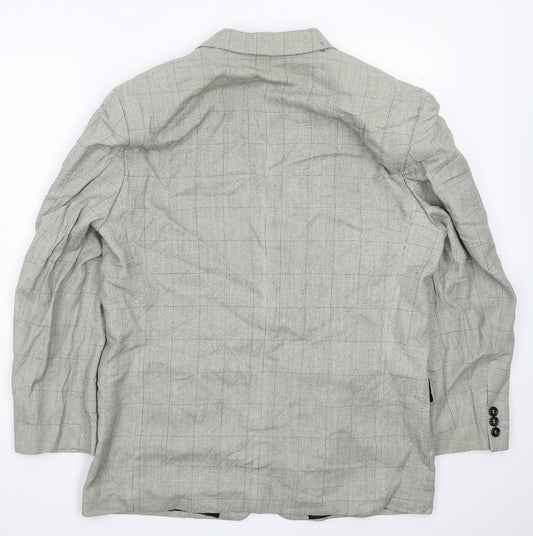 Barisal Mens Grey Check  Jacket Suit Jacket Size 40