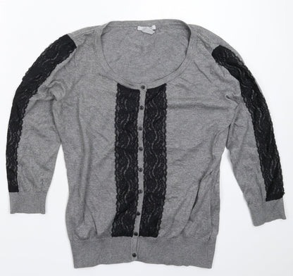 Womens UK Size M H&M Grey Cardigan Jumper