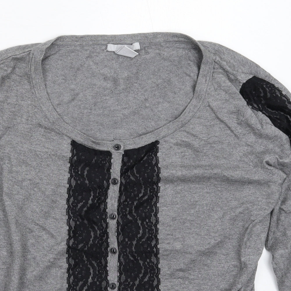 Womens UK Size M H&M Grey Cardigan Jumper
