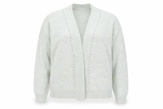 Front view of Profile women’s green cardigan jumper, size UK 14