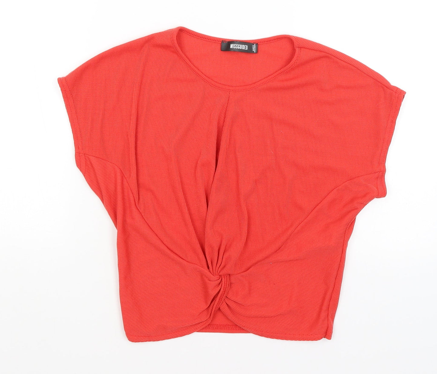 Womens UK Size 12 Missguided Red Cropped T-Shirt
