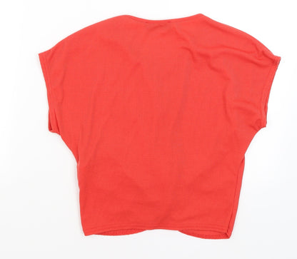 Womens UK Size 12 Missguided Red Cropped T-Shirt