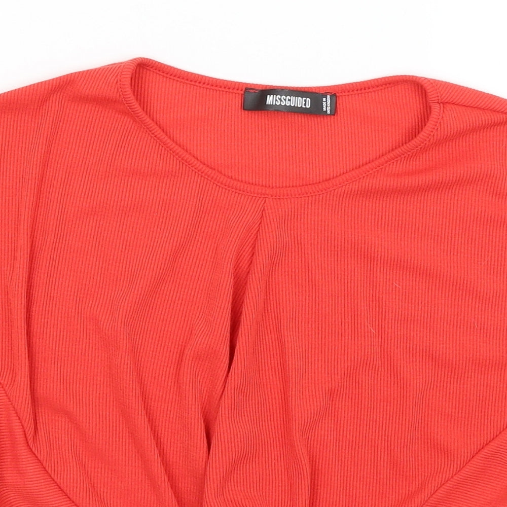 Womens UK Size 12 Missguided Red Cropped T-Shirt