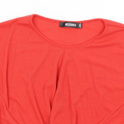 Womens UK Size 12 Missguided Red Cropped T-Shirt