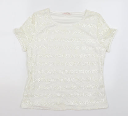 Womens UK Size XL Anna Rose White Basic T-Shirt