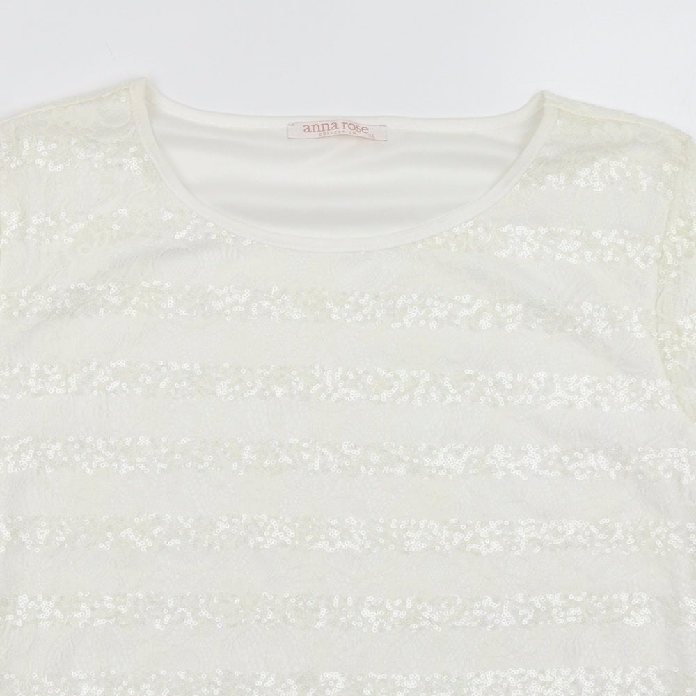 Womens UK Size XL Anna Rose White Basic T-Shirt
