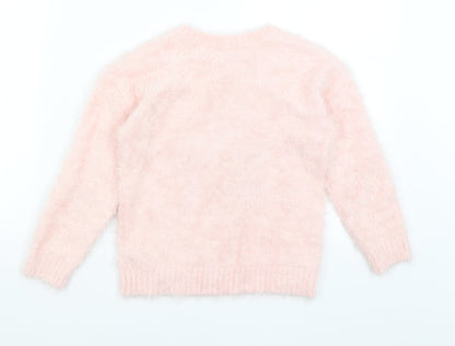 Matalan Girls Pink   Pullover Jumper Size 7 Years  - Stars