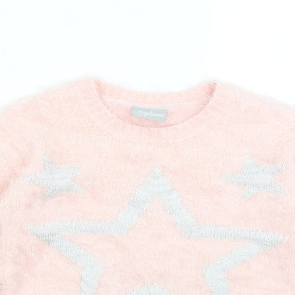 Matalan Girls Pink   Pullover Jumper Size 7 Years  - Stars