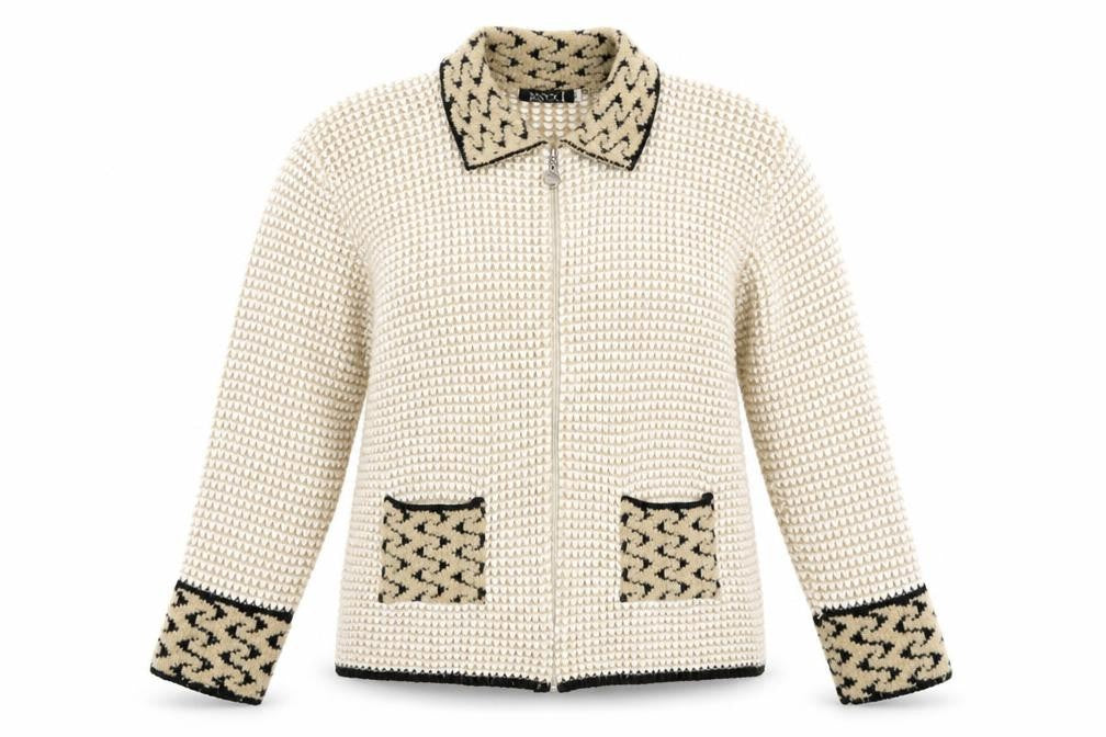 Womens UK Size M Envy Beige Full Zip Jumper